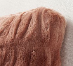 Faux Fur Ruched Lumbar Pillow Cover