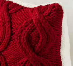 Alpine Handknit Cable Sherpa Back Pillow Cover