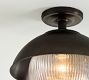 Cooper Ribbed Glass Round Indoor/Outdoor Flush Mount (12")