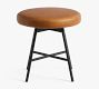 Maison Round Leather Swivel Accent Stool (18")