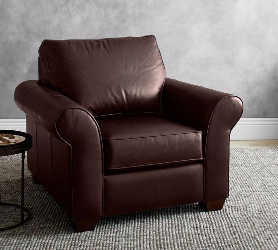 PB Comfort Roll Arm Leather Chair by Pottery Barn