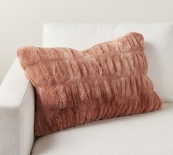 Faux Fur Ruched Lumbar Pillow Cover