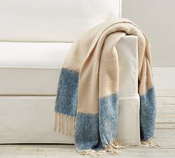 Brushed Block Mohair Throw