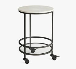 Delaney Round Marble Bar Cart (16")
