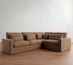Westwood Square Arm Deep Seat Leather 3-Piece Sectional (122")