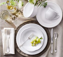 Emma Beaded Stoneware Cup and Saucer Sets