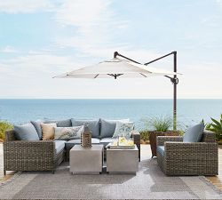 Premium 11' Round Cantilever Sunbrella® Umbrella &ndash; Eucalyptus Frame​