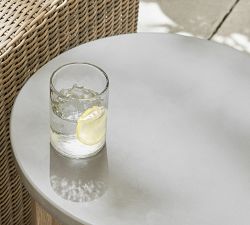 Abbott Concrete &amp; Acacia Round Outdoor Side Table (20")