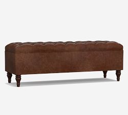 Lorraine Tufted Leather Queen Storage Bench (58")