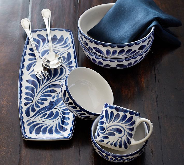 Puebla Porcelain Pasta Bowls - Set of 4 | Pottery Barn