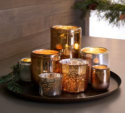 Faceted Mercury Glass Candle Holder
