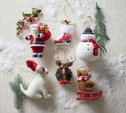 Felt Bear On Sled Ornament