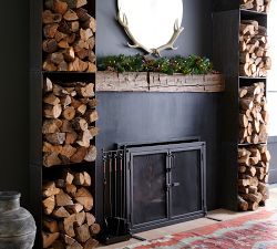 Industrial 44" Fireplace Screen with Doors