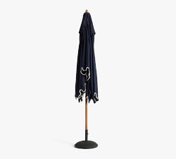 Scalloped Rectangular Teak Umbrella with Brass Accents (10')