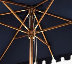 Scalloped Rectangular Teak Umbrella with Brass Accents (10')