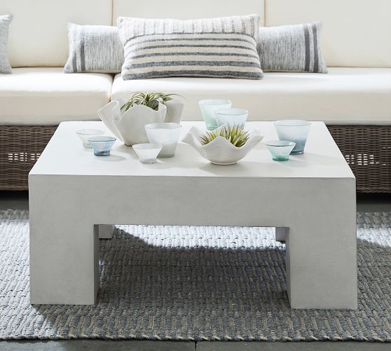 Pomona Concrete Chunky Leg Square Outdoor Coffee Table (40