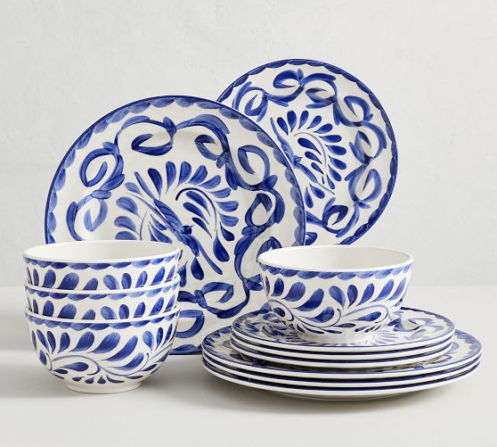Puebla Outdoor Melamine 12-Piece Dinnerware Set | Pottery Barn