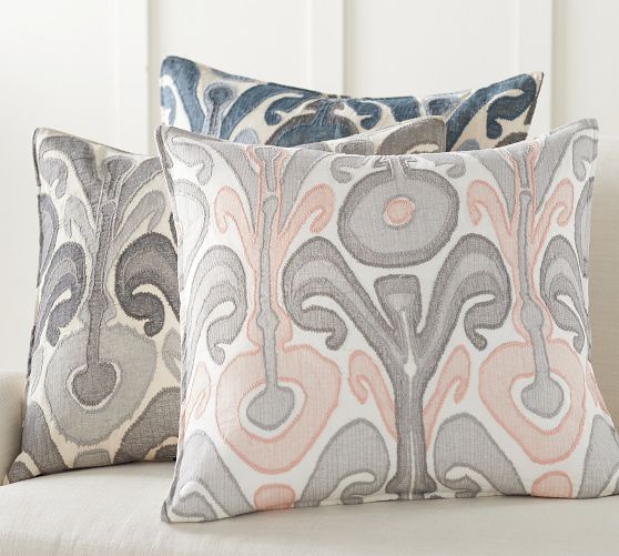 Kenmare Ikat Embroidered Pillow Cover
