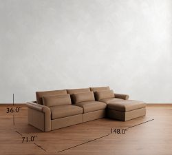 Westwood Roll Arm Deep Seat Leather Modular Chaise Sectional (142")