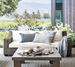 Abbott Concrete &amp; Acacia Square Outdoor Coffee Table (40")