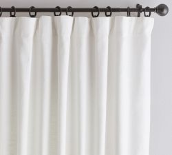 Custom Emery Linen Blackout Curtain - White