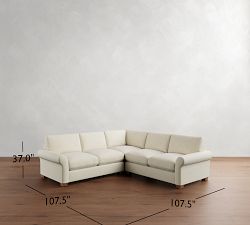 PB Comfort Modern Roll Arm 3-Piece L-Shaped Sectional (108")