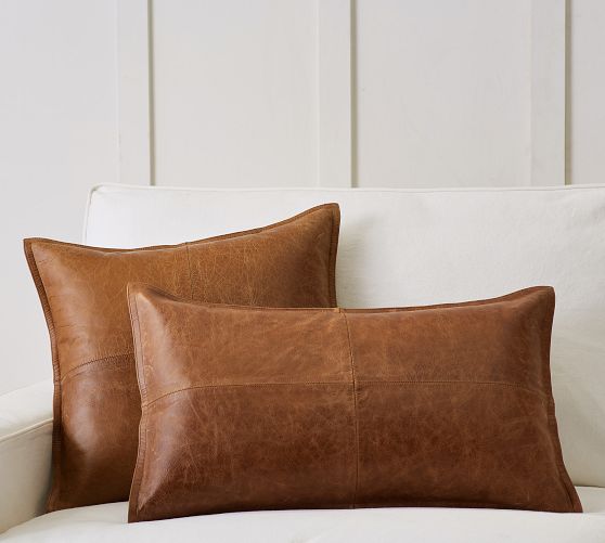 Pieced Leather Pillow Cover