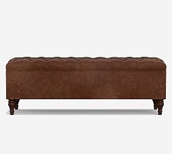 Lorraine Tufted Leather Queen Storage Bench (58")