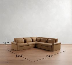 Westwood Roll Arm Deep Seat Leather 3-Piece L-Shaped Sectional (122")