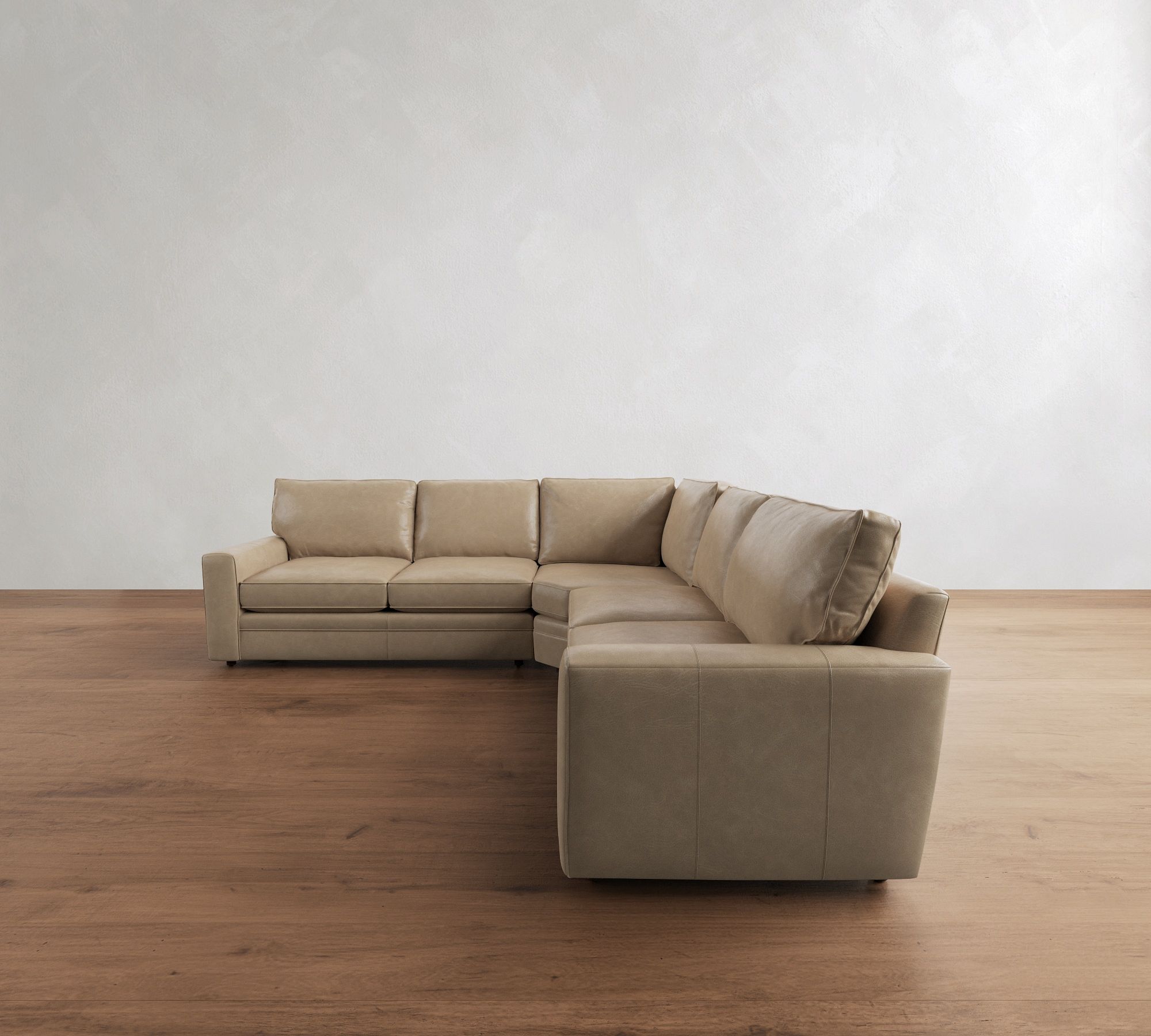Pearce Square Arm Leather 3-Piece L-Shaped Wedge Sectional (120") - thumbnail 3