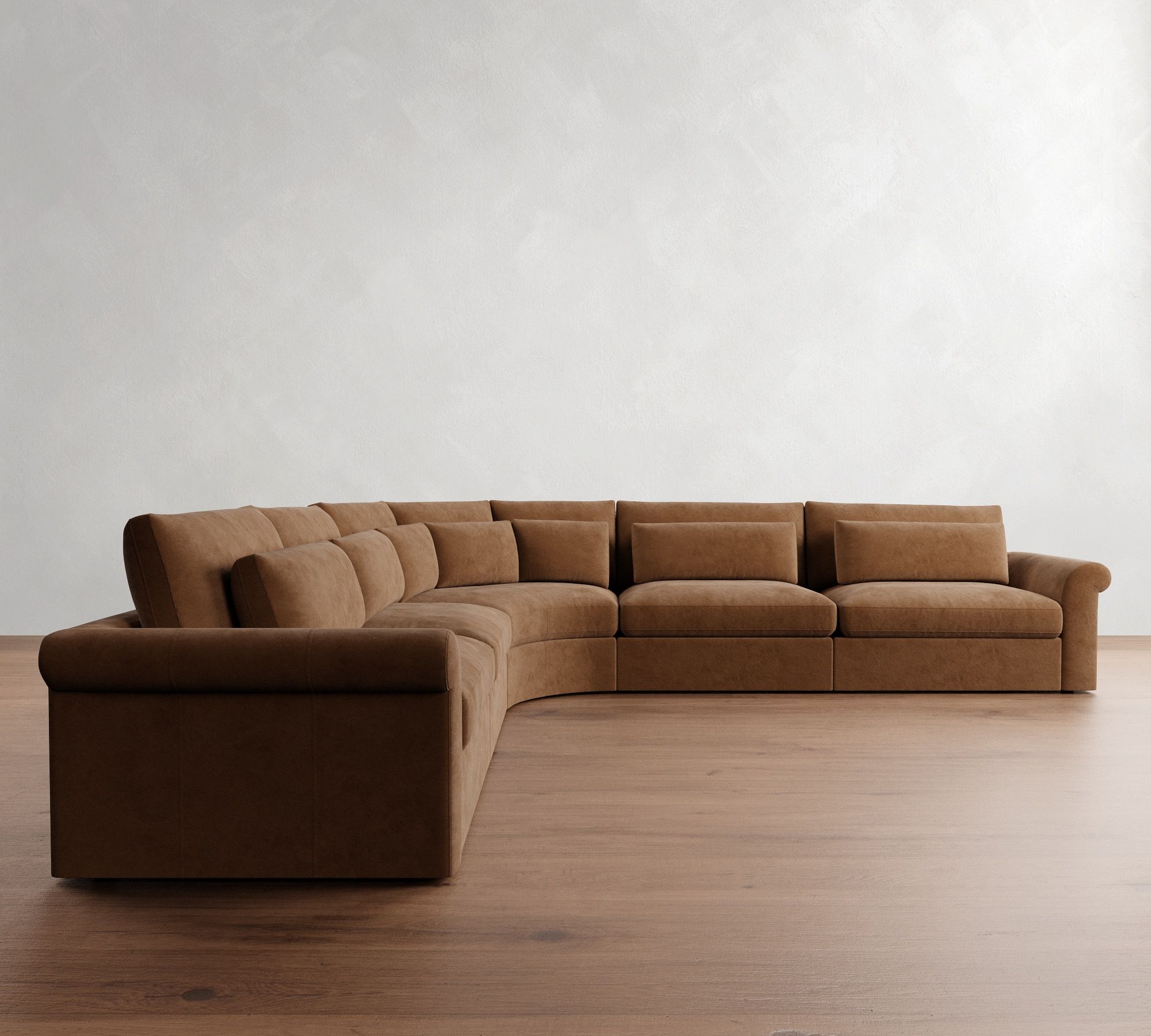 Westwood Roll Arm Deep Seat Leather 5-Piece Curved Wedge Sectional - thumbnail 4