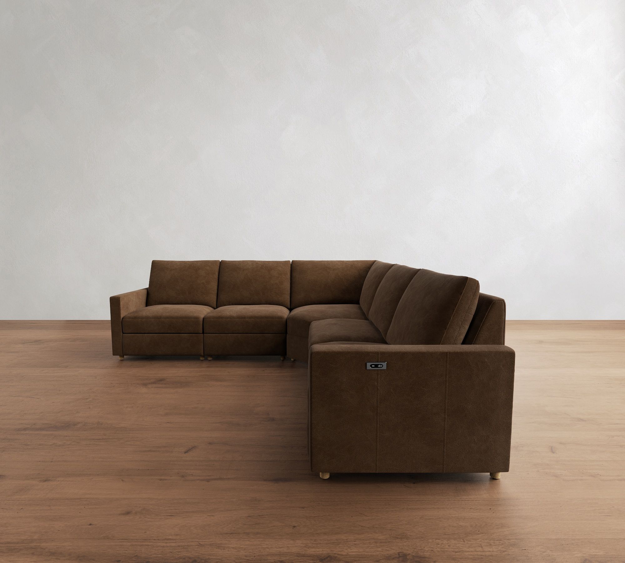 Westwood Slim Arm Leather Power Reclining L-Shaped Sectional (117")