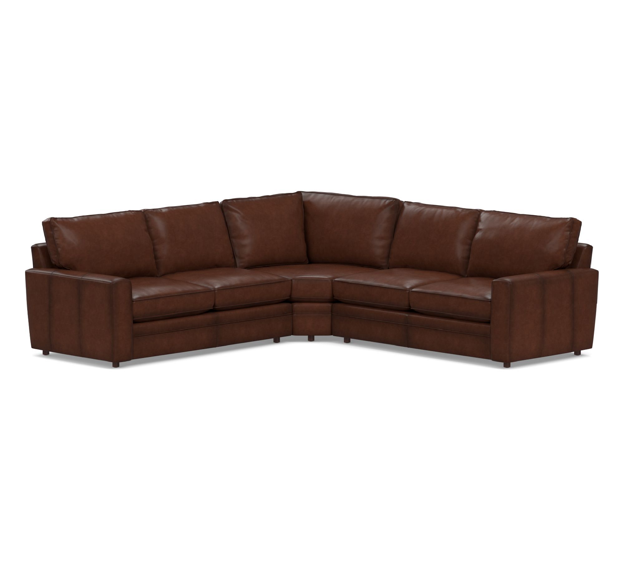 Pearce Square Arm Leather 3-Piece L-Shaped Wedge Sectional (120") - thumbnail 5