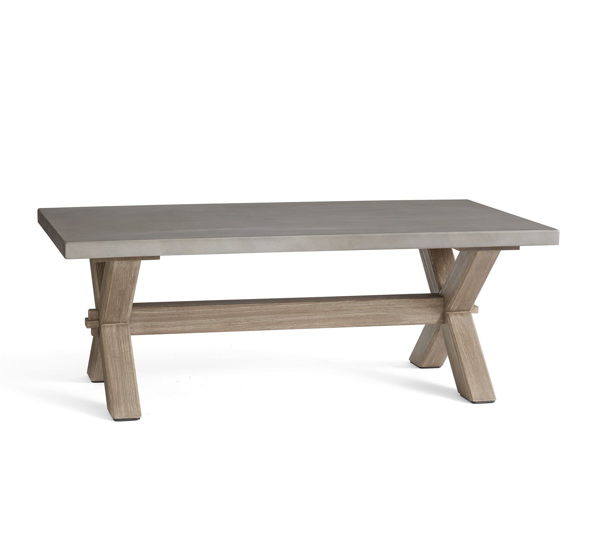 Abbott Concrete &amp; Acacia Rectangular Outdoor Coffee Table (50"-62") - thumbnail 4
