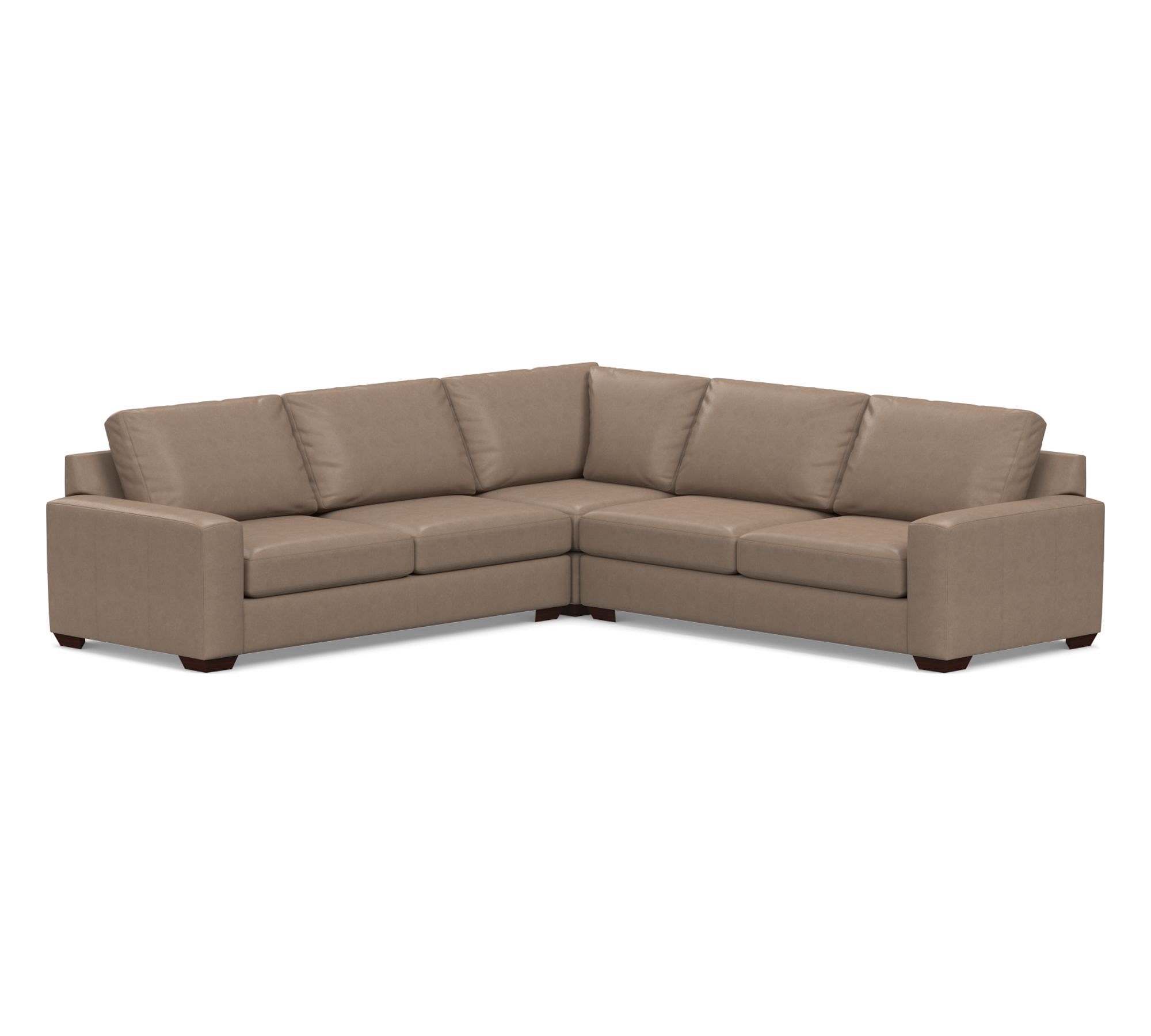 Big Sur Square Arm Leather 3-Piece L-Shaped Sectional (115")