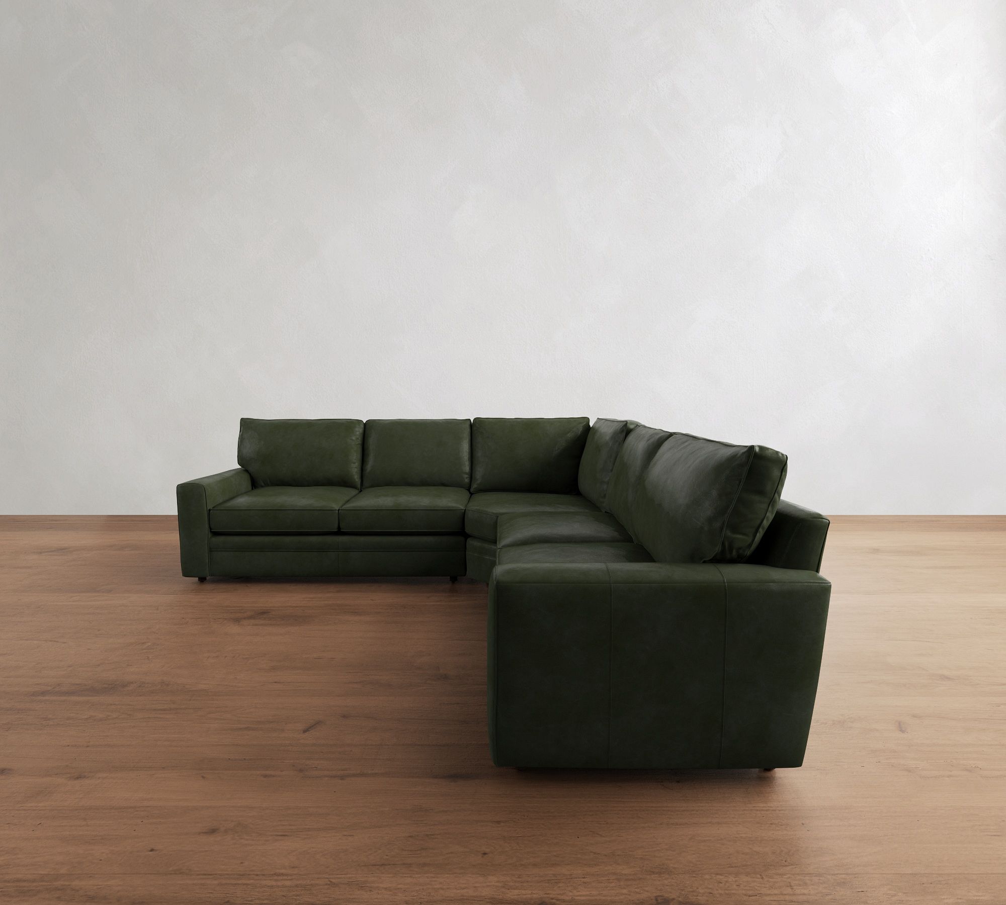 Pearce Square Arm Leather 3-Piece L-Shaped Wedge Sectional (120") - thumbnail 8