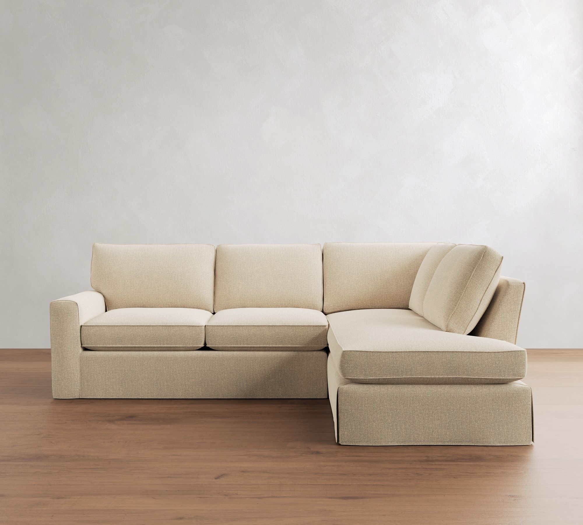 Pearce Square Arm Slipcovered Return Bumper Sectional (110"&ndash;140")