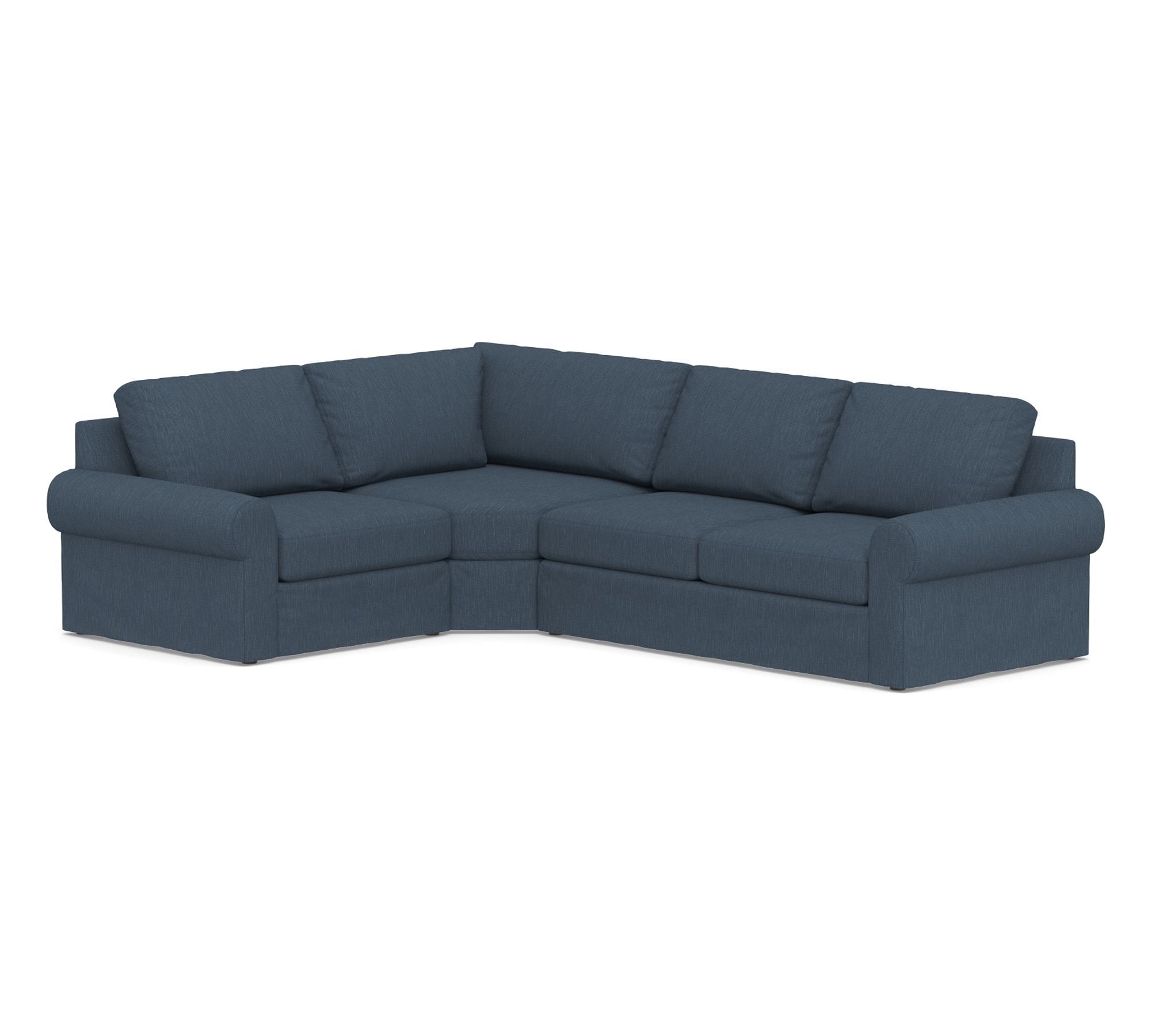 Big Sur Roll Arm Slipcovered Wedge Sectional (123") - thumbnail 10
