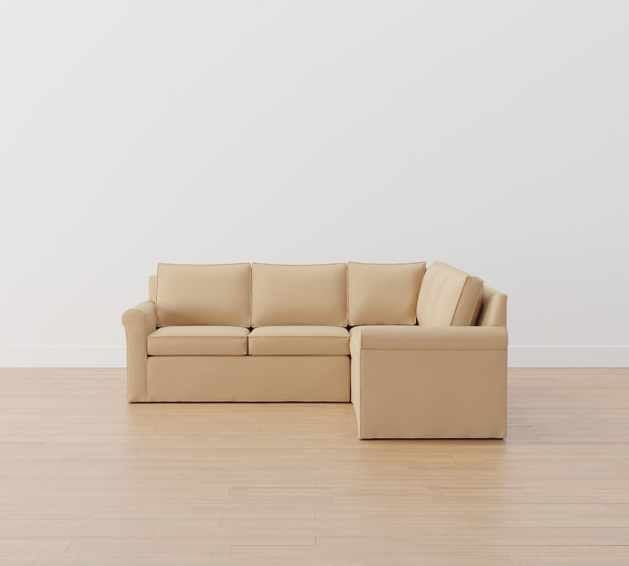 Cameron Roll Arm Slipcovered 3-Piece L-Shaped Sectional (102")