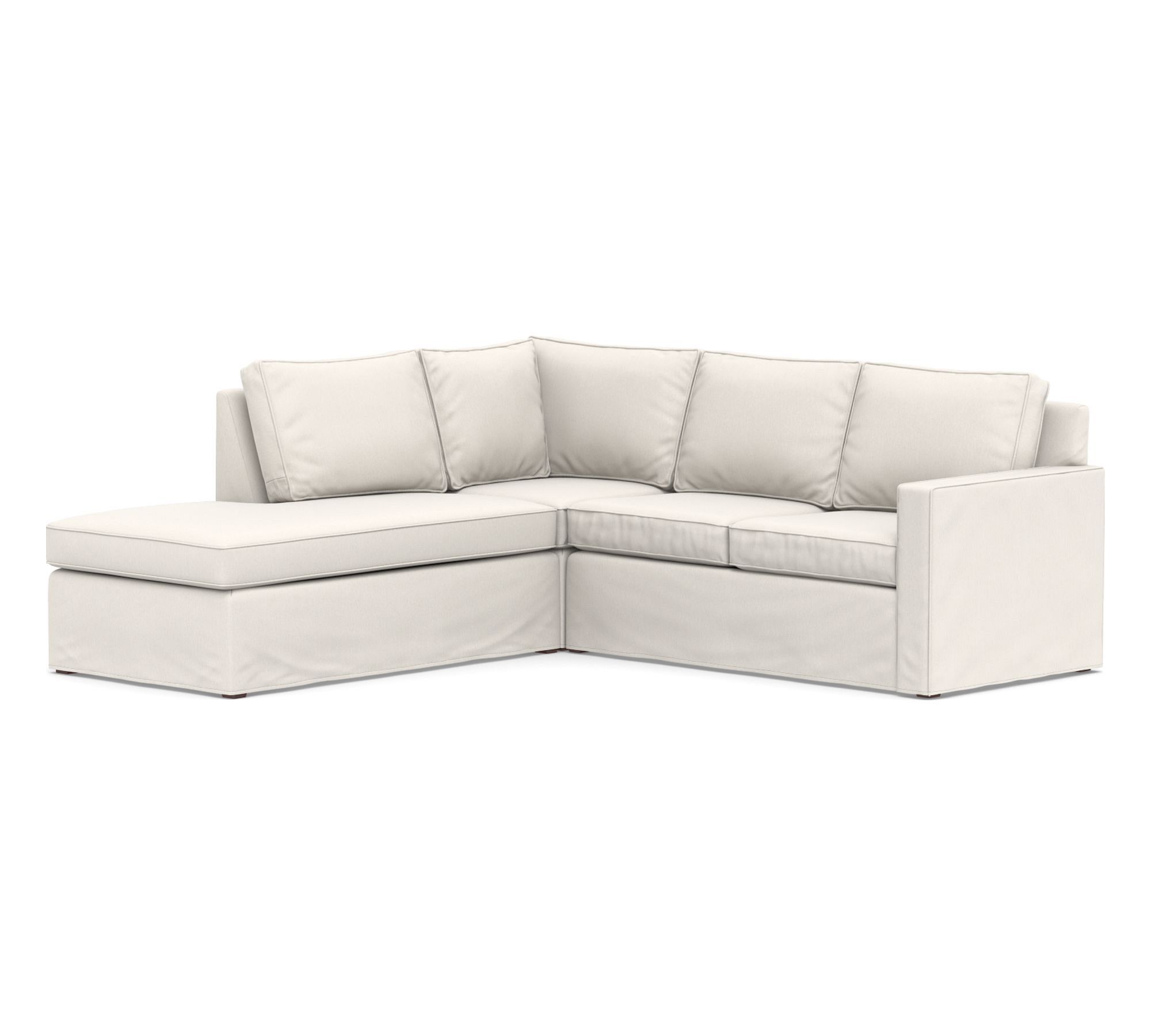 Cameron Square Arm Slipcovered 3-Piece Bumper Sectional (101")