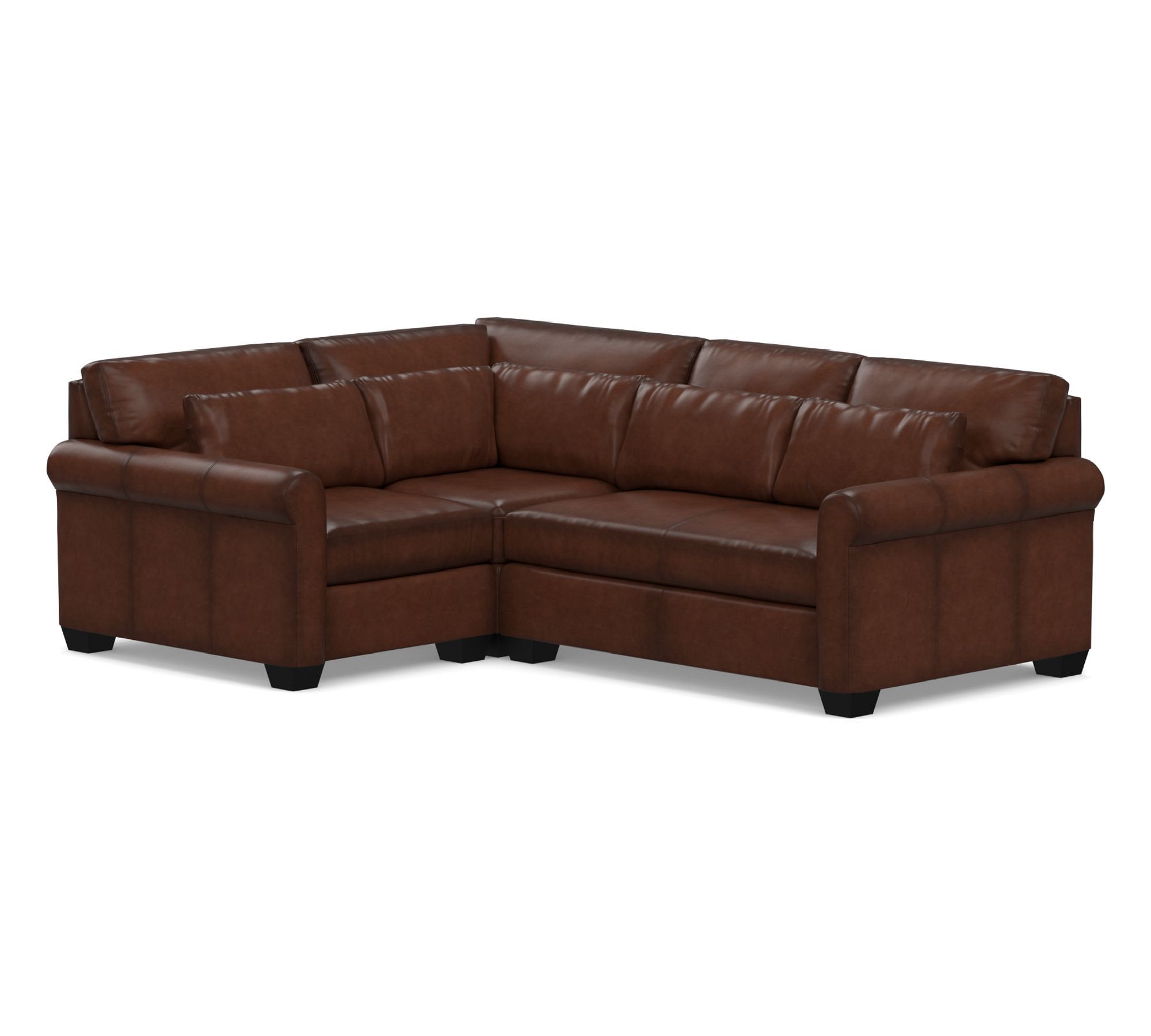 York Roll Arm Deep Seat Leather 3-Piece Sectional (102") - thumbnail 2