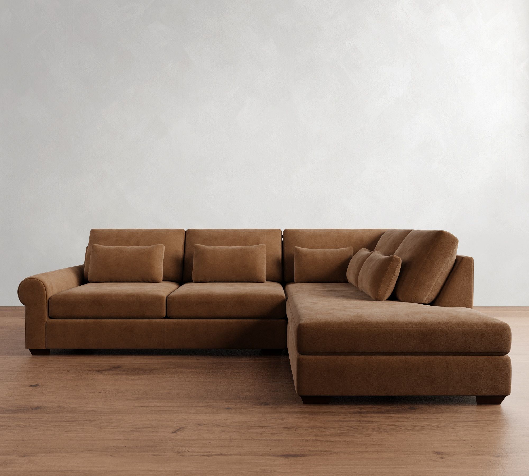 Big Sur Roll Arm Deep Seat Leather Return Bumper Sectional (122"&ndash;154") - thumbnail 3