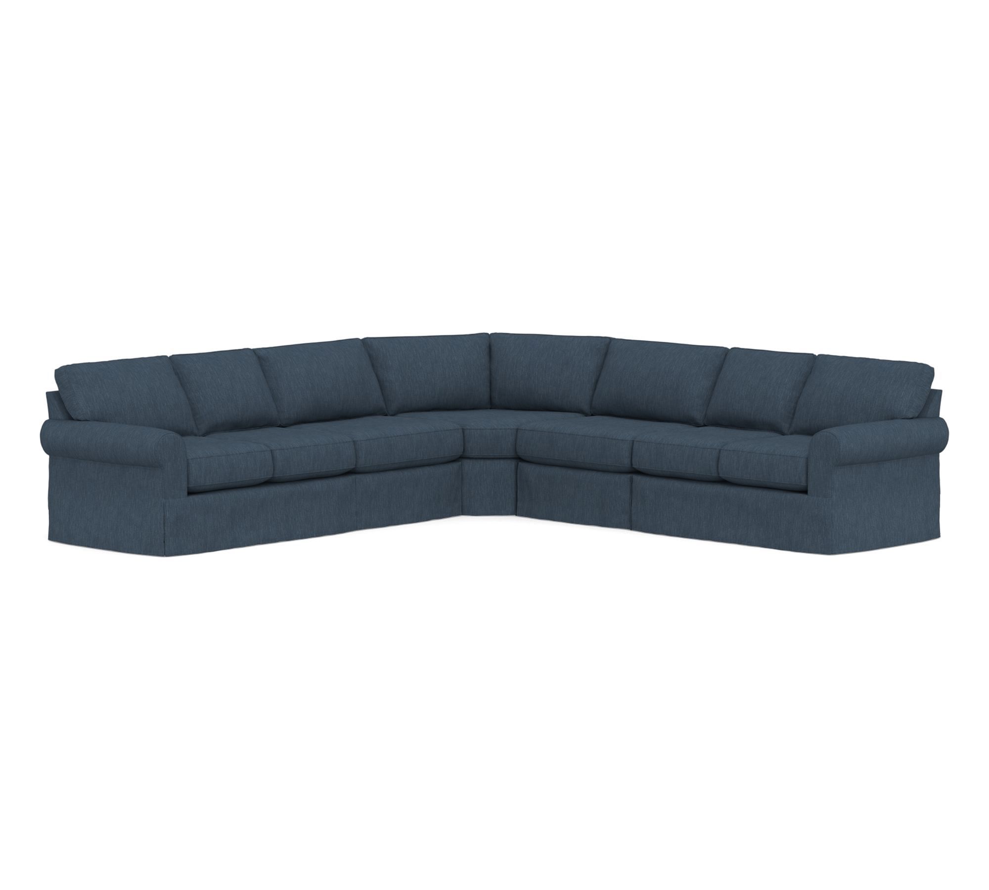 Buchanan Roll Arm Slipcovered 5-Piece Curved Wedge Sectional (164")