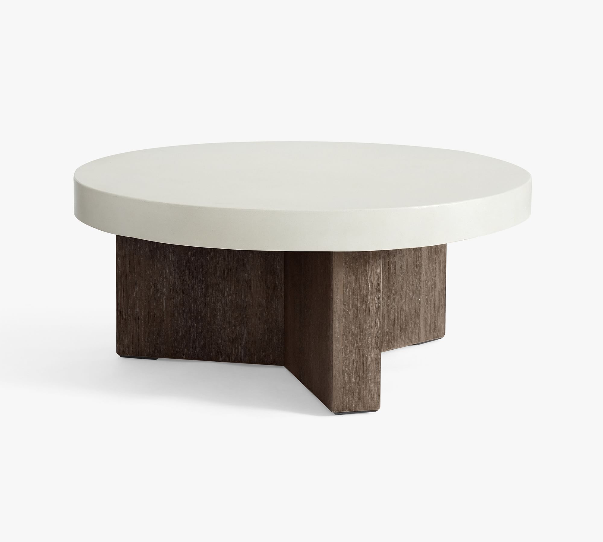 Pomona Concrete &amp; Acacia Round Outdoor Coffee Table (38")