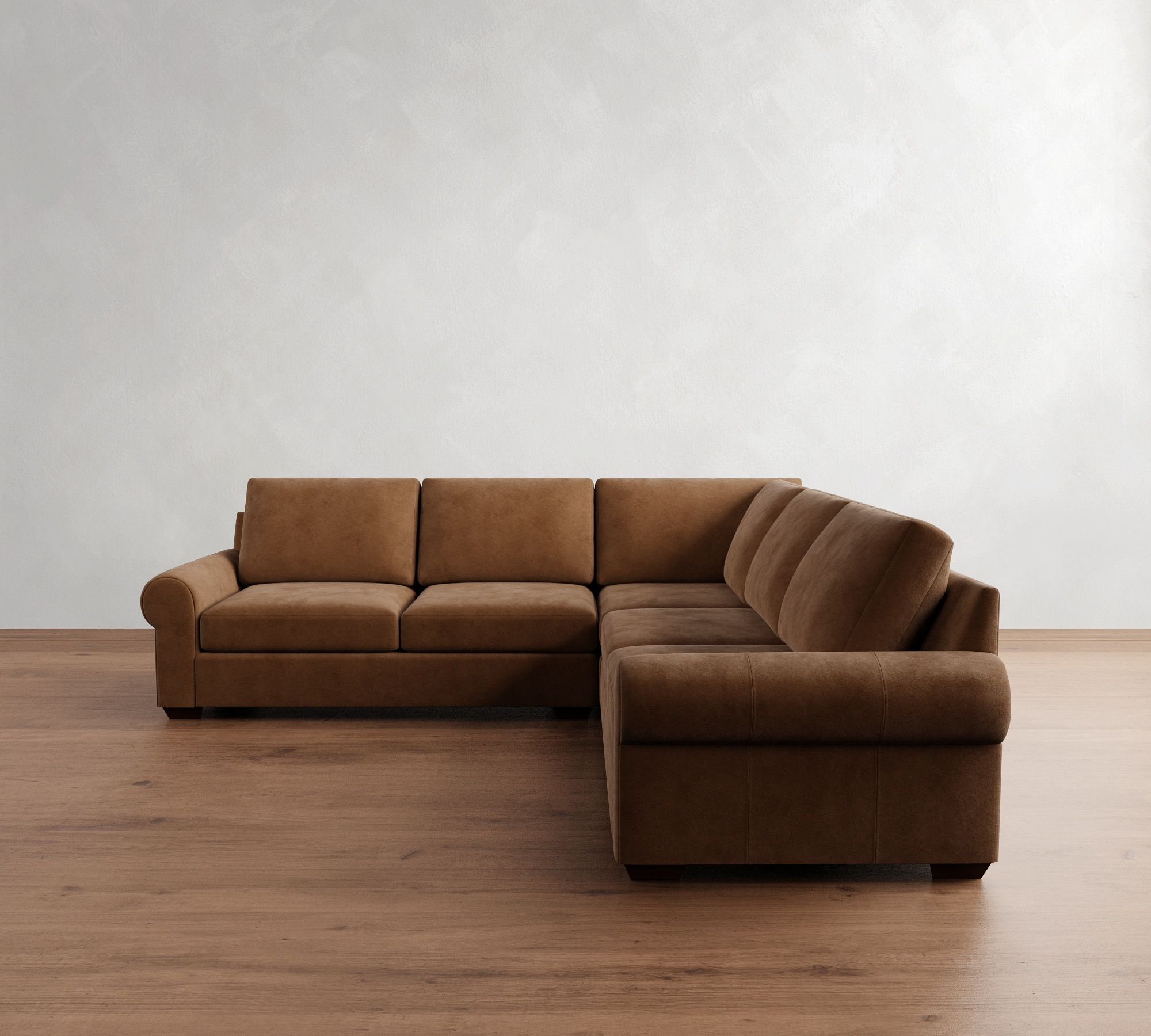 Big Sur Roll Arm Leather 3-Piece L-Shaped Sectional (115") - thumbnail 6