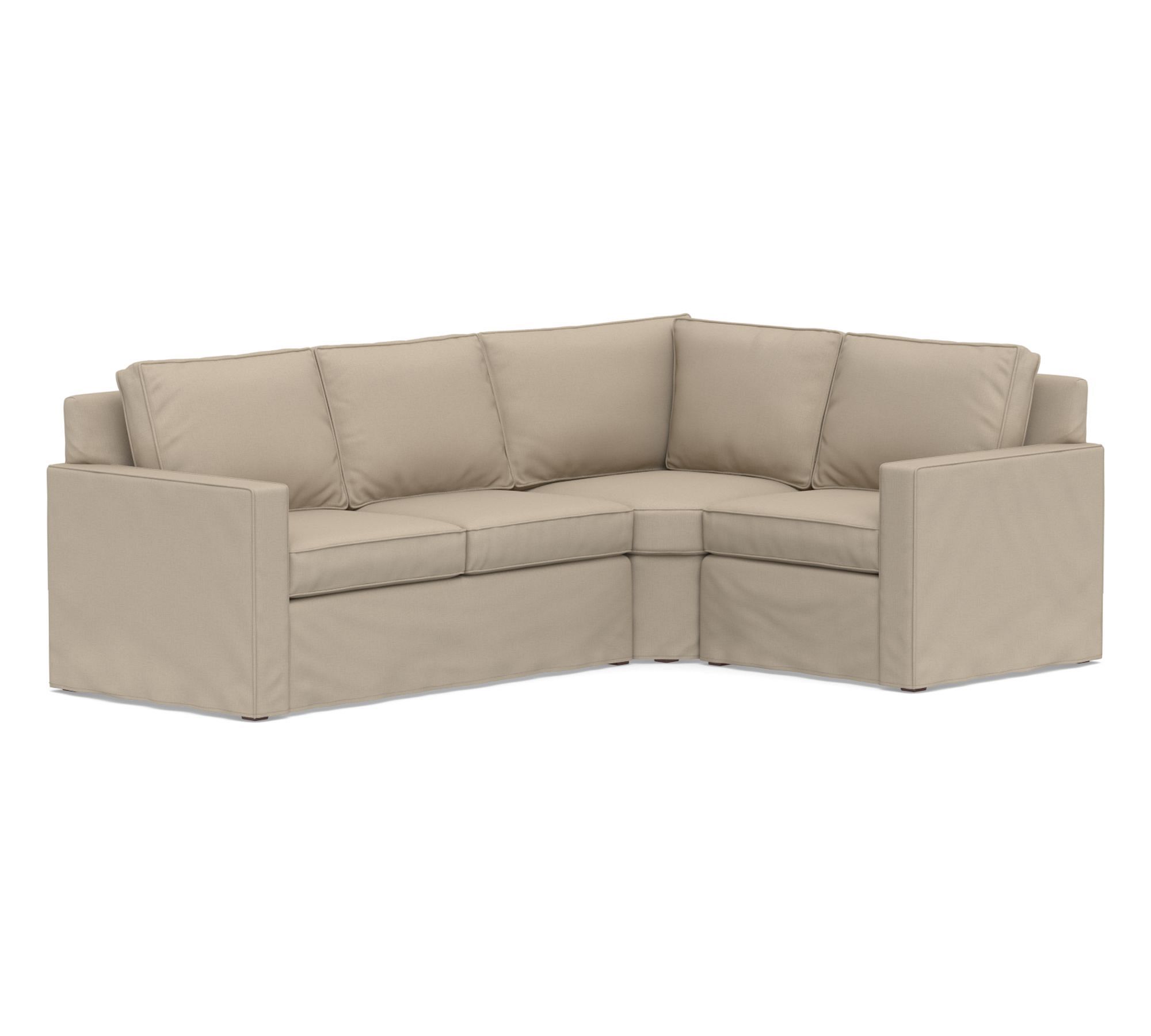 Cameron Square Arm Slipcovered 3-Piece Wedge Sectional (108")