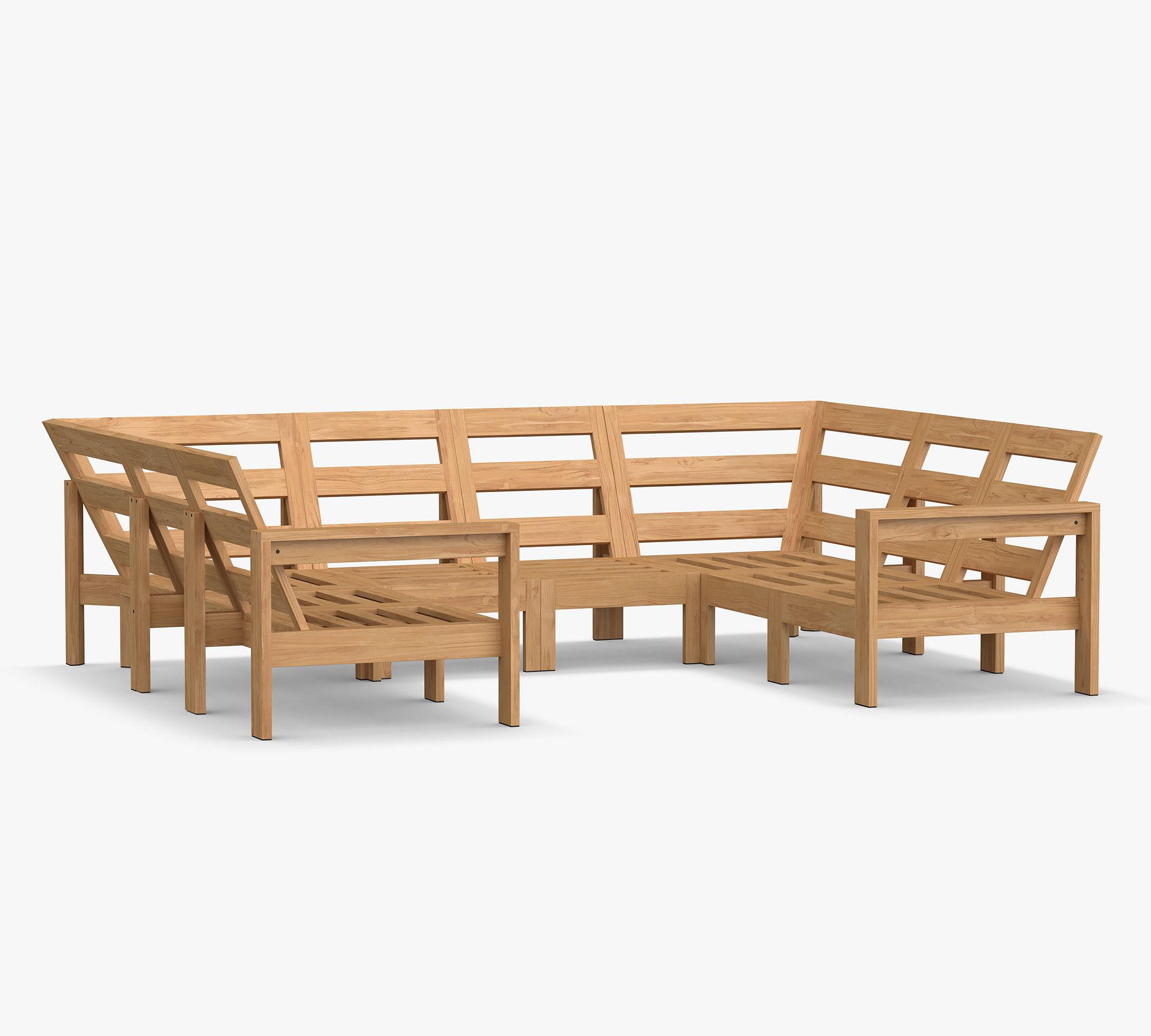 Malibu Teak 8-Piece U-Shaped Outdoor Sectional (115")