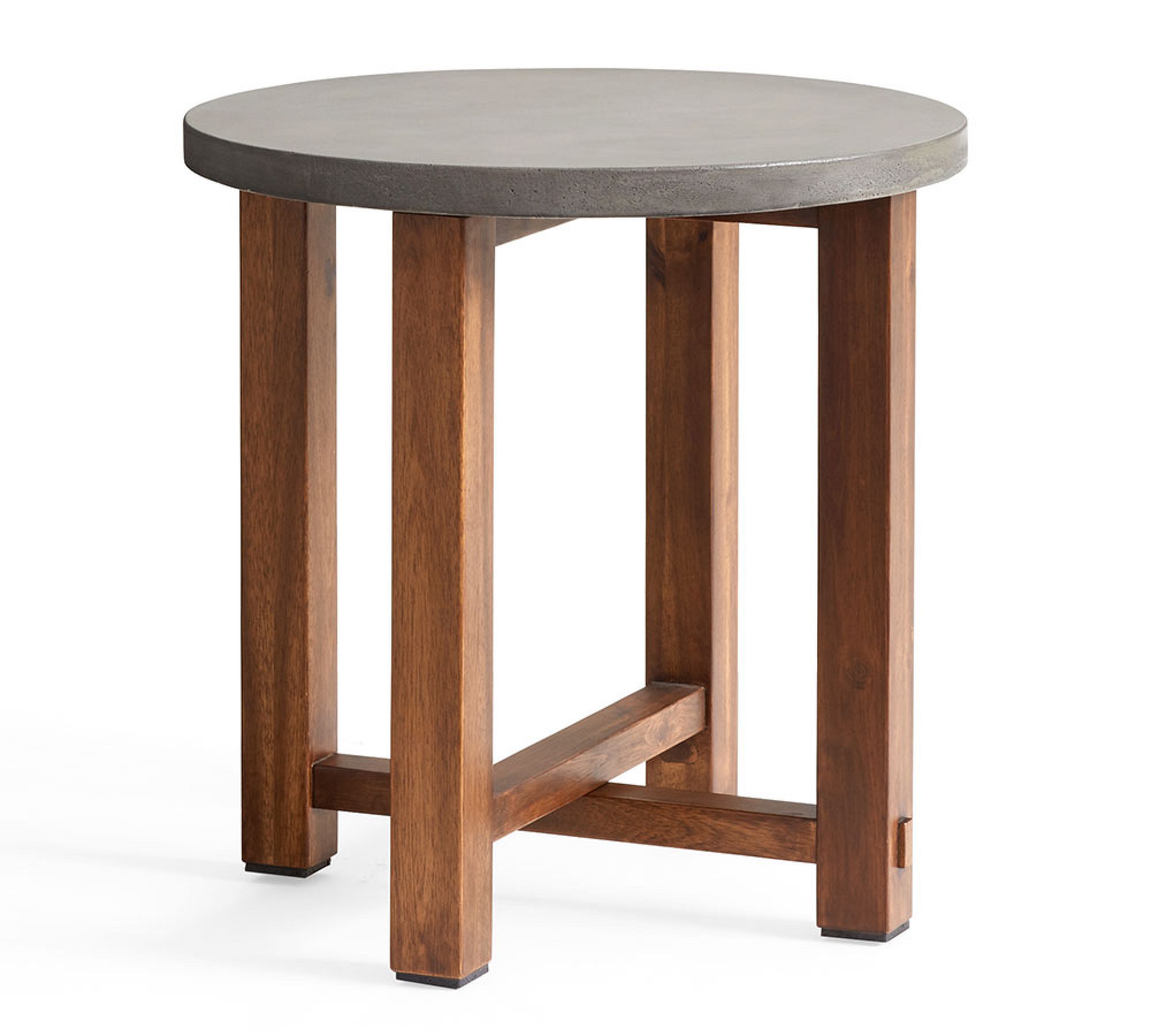 Abbott Concrete &amp; Acacia Round Outdoor Side Table (20")