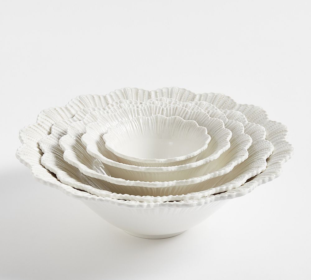 Monique Lhuillier Claudia Outdoor Melamine Nested Serving Bowls - Set of 5 - Set of 5 - White