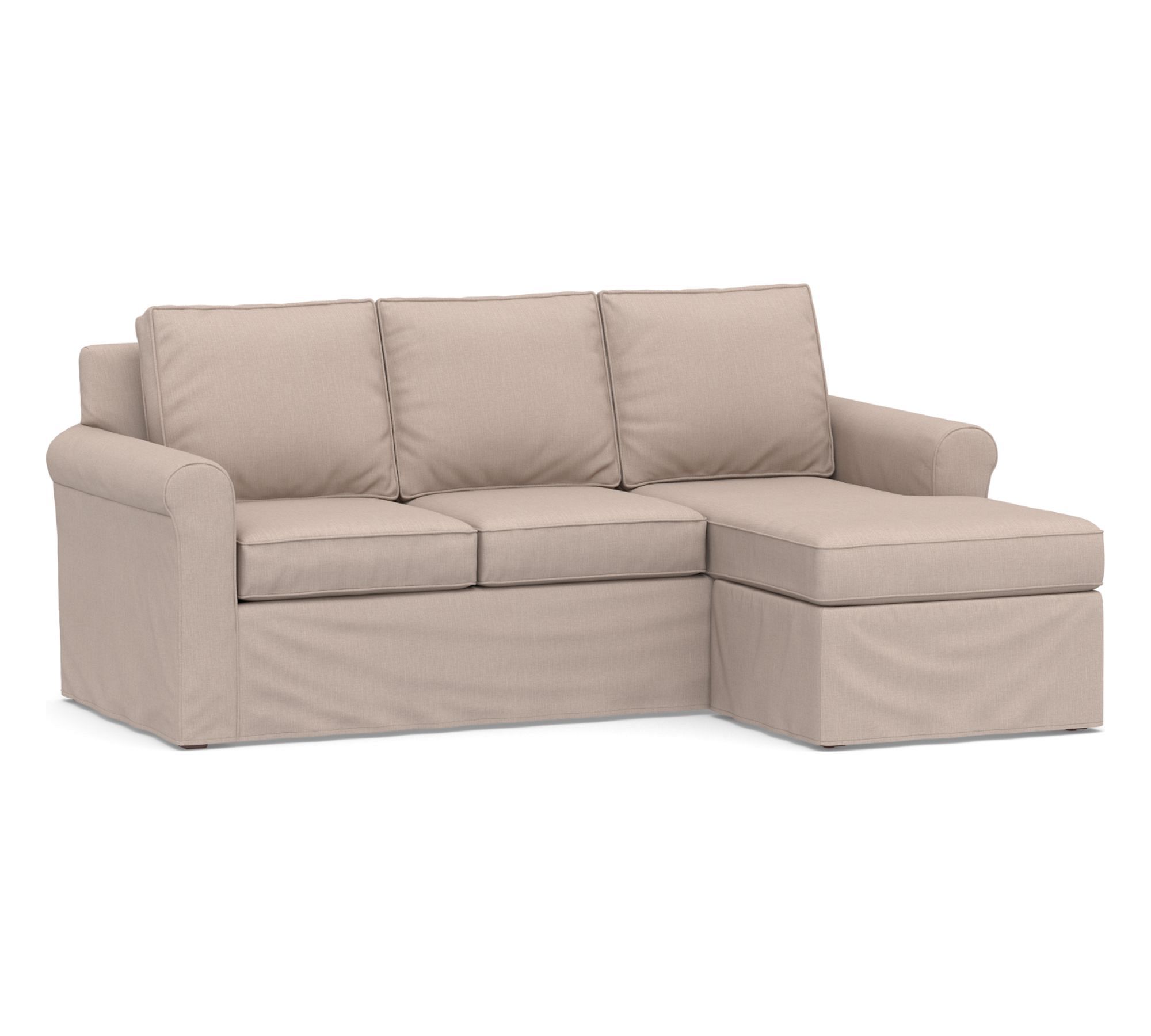 Cameron Roll Arm Slipcovered Reversible Chaise Sectional (88")